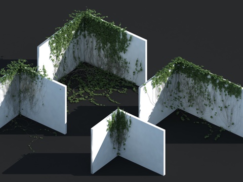  现代绿植墙3d模型 