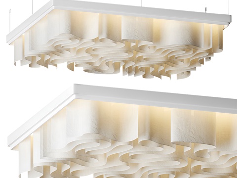  新中式布艺装饰吊灯3d模型 