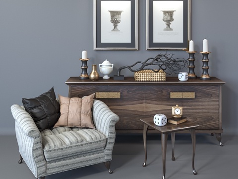  带通道的Casa Statu柜、桌与扶手椅3d模型 