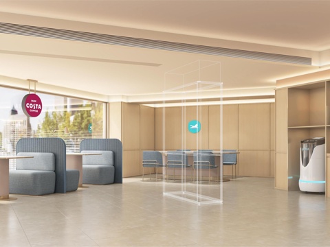  酒店大堂酒店大厅酒店前台接待汉庭3d模型 