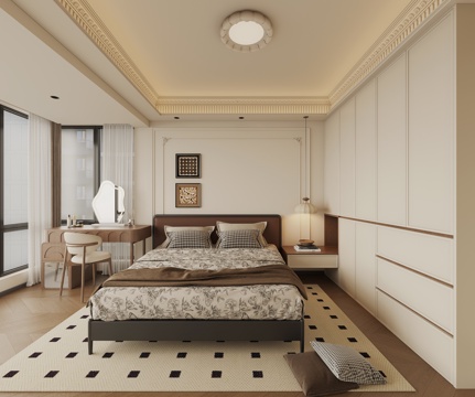  法式中古卧室梳妆台3d模型 