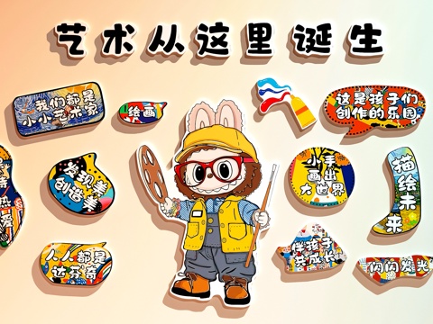  画室装饰画 课室装饰画 画室打卡墙3d模型 