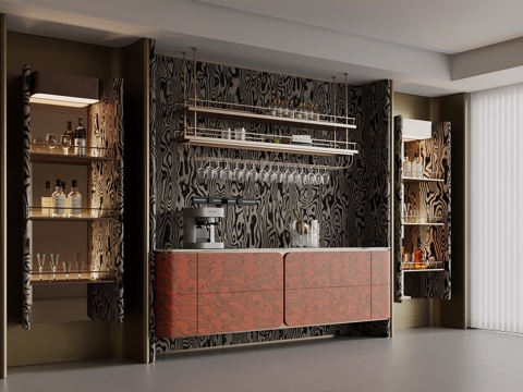 现代酒柜 酒架 餐边柜su模型