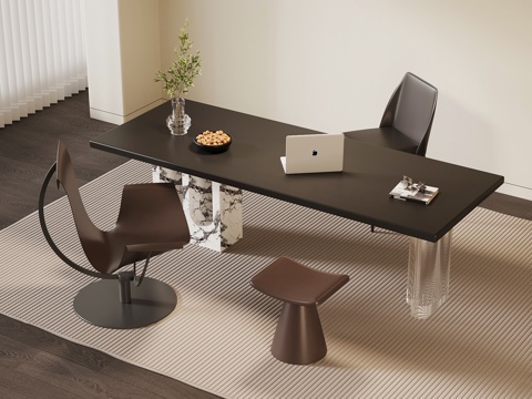  现代意式书桌椅su模型 