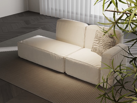  现代双人沙发 布艺沙发su模型 