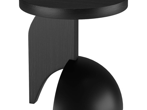  现代极简实木圆边几3d模型 