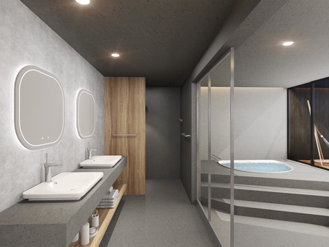  卫生间 浴室 温泉3d模型 