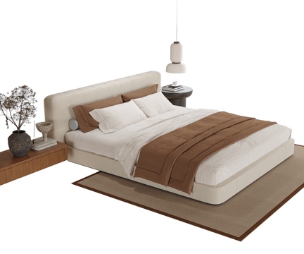  现代双人床su模型 