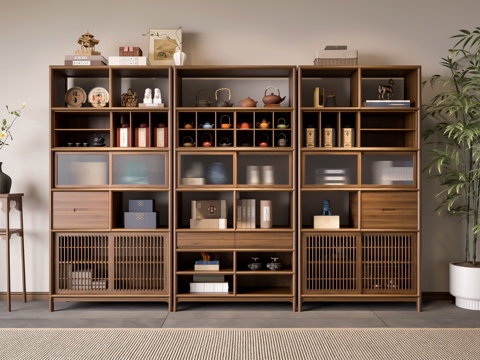 新中式博古架su模型