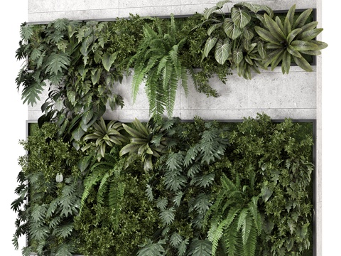  现代绿植墙 植物墙3d模型 