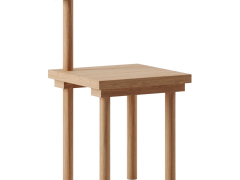  现代极简木椅3d模型 