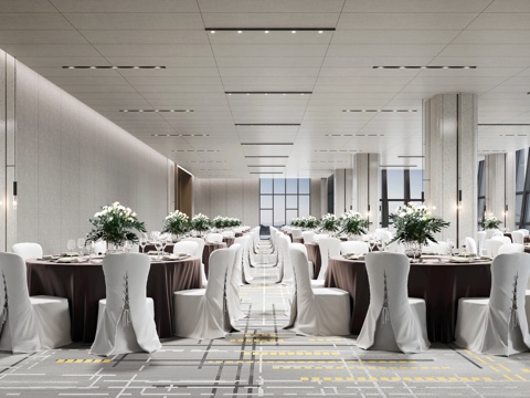  现代酒店宴会厅3d模型 