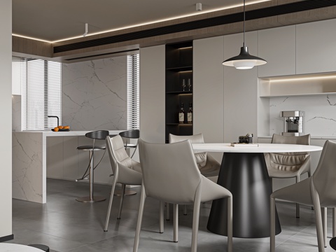  现代客餐厅3d模型 