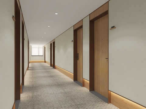  酒店走廊过道工区全季3d模型 