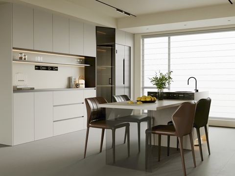  现代餐厅3d模型 