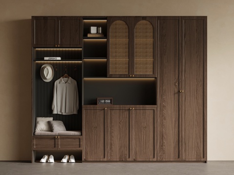  中古风鞋柜3d模型 