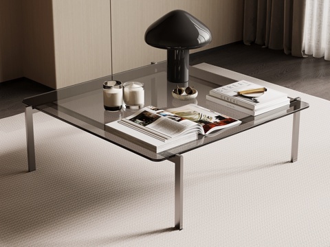  现代意式茶几 玻璃茶几3d模型 
