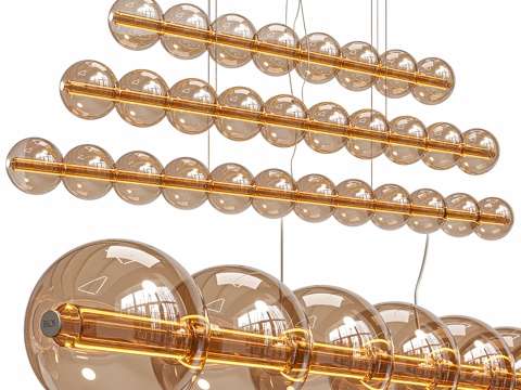  现代意式极简玻璃装饰吊灯3d模型 