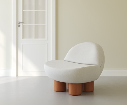  现代奶油休闲椅3d模型 