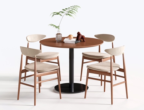 现代洽谈桌椅 休闲桌椅 圆形餐桌椅su模型