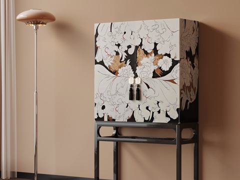 新中式高柜 边柜su模型