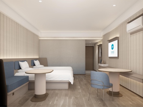  酒店客房双人间标准间宿舍汉庭3d模型 