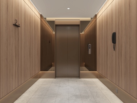  酒店电梯厅走廊过道全季3d模型 