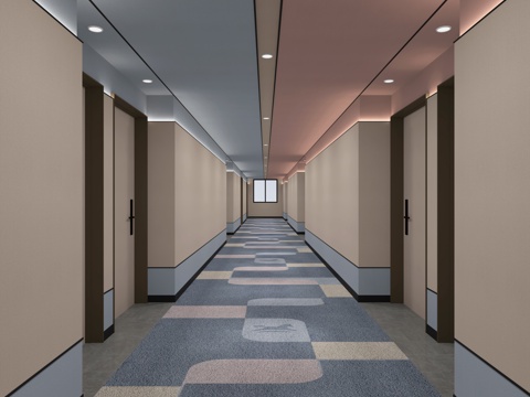  酒店走廊过道电梯厅汉庭3d模型 