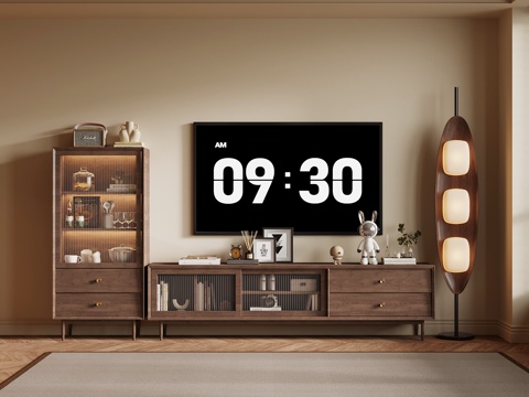  中古风电视柜su模型 