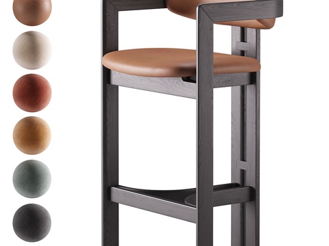  现代意式吧台椅 吧凳 高脚凳3d模型 