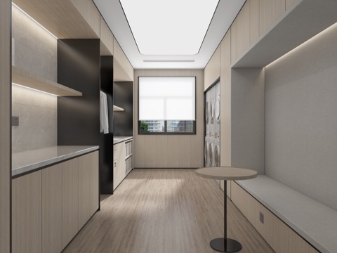  酒店洗衣房洗衣区公共洗衣洗烘一体全季3d模型 