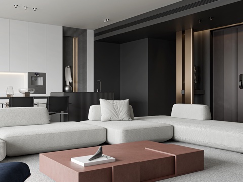  现代客厅3d模型 