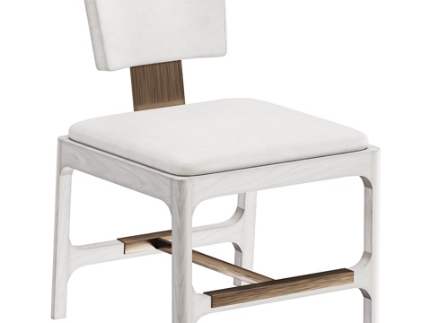  新中式布艺木质单椅3d模型 