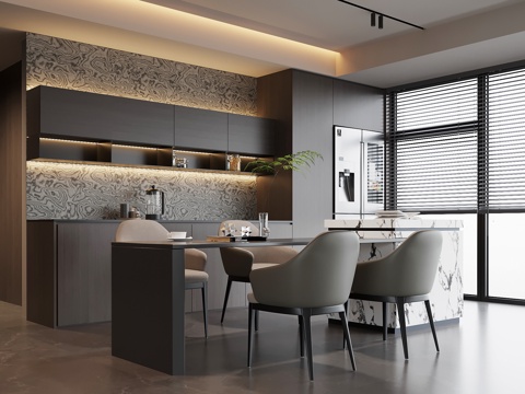 意式餐厅su模型