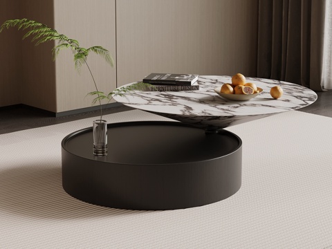  现代意式茶几 大理石茶几3d模型 