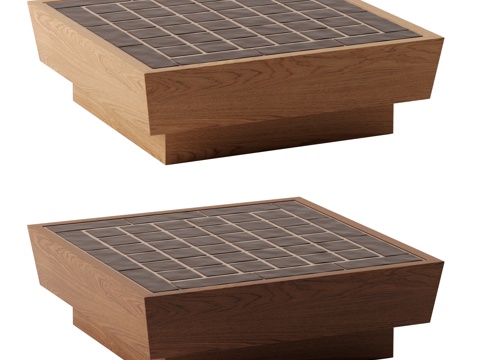  新中式实木方茶几3d模型 