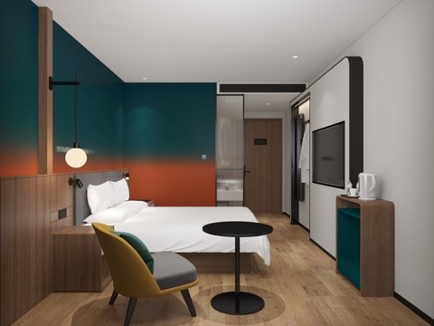  酒店客房大床房商务房单人间宿舍你好酒店3d模型 