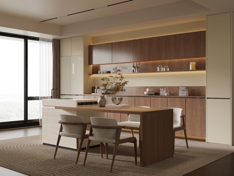  中古风餐厅su模型 