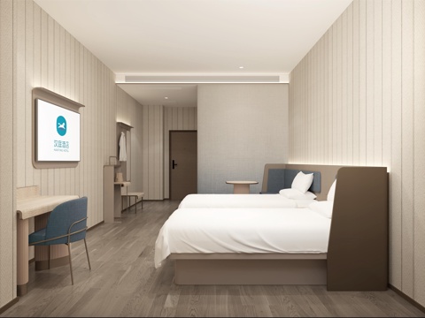  酒店客房双人房标准间宿舍汉庭3d模型 