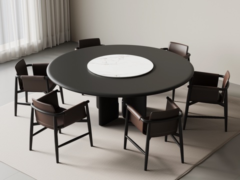 现代意式餐桌椅su模型