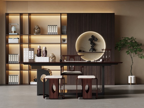  新中式茶桌椅 茶柜3d模型 