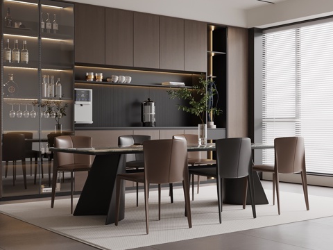  现代意式餐厅3d模型 