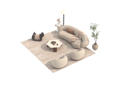  侘寂奶油风沙发3d模型 