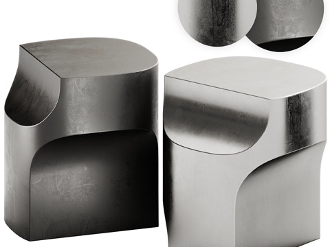  现代极简金属边几3d模型 