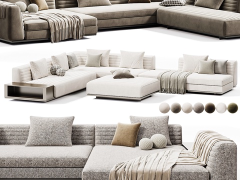 现代意式布艺组合模块沙发3d模型 