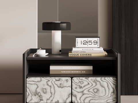  现代意式床头柜3d模型 