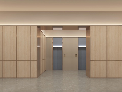  酒店电梯厅走廊过道汉庭3d模型 