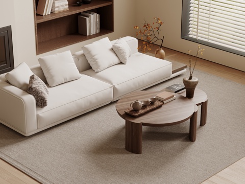 宋式多人沙发 直排沙发 三人沙发 布艺沙发su模型