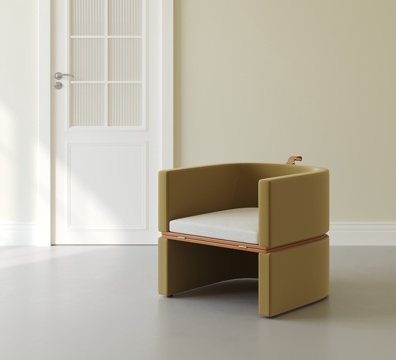  现代奶油休闲椅3d模型 