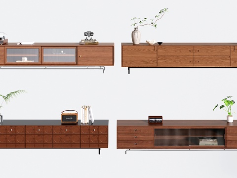  中古成品电视柜su模型 